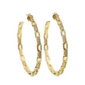 33mm Link Kæde halskæde til Kvinder Vintage Elegant Guld Sølv Farve Store Statement Øreringe, Mode Smykker