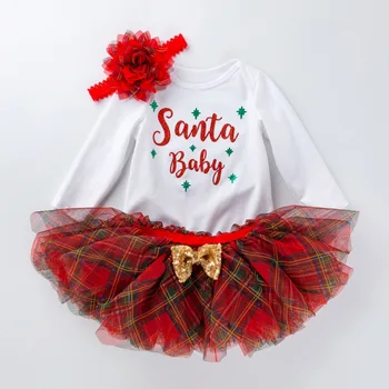 2020 Pige Xmas Tutu Kjole Plaid Prinsesse Piger Fødselsdag Dress Lille Barn Baby Christmas Party Outfits