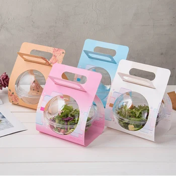 20pcs Bærbare Mousse Cake Box Krybskytter Ris Frugt Salat Dessert Bagning Box Gennemsigtige Hule Kugle Emballage Favoriserer gaveæsker