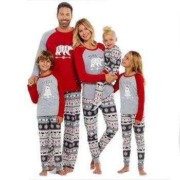 Familie Matchende Julen Pyjamas Sæt Bære Print Top +Bukser, Nattøj Nattøj Homewear Udstyr