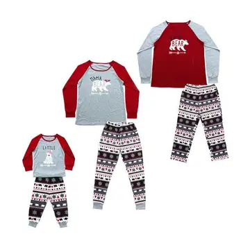 Familie Matchende Julen Pyjamas Sæt Bære Print Top +Bukser, Nattøj Nattøj Homewear Udstyr
