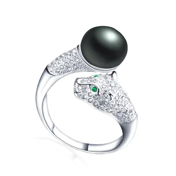 2020 Ny Naturlige Ferskvands Perle Ring For Kvinder Mode 925 Sterling Sølv Ring Personlighed Leopard Zircon Fine Smykker Gave