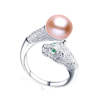 2020 Ny Naturlige Ferskvands Perle Ring For Kvinder Mode 925 Sterling Sølv Ring Personlighed Leopard Zircon Fine Smykker Gave