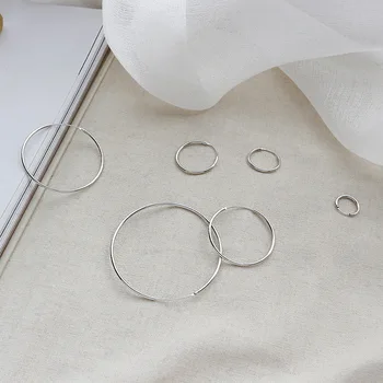 Friblad Enkel Runde Cirkel Øreringe Til Kvinder Af Høj Kvalitet Sterling Sølv Dame Mode Smykker