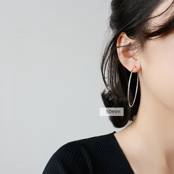 Friblad Enkel Runde Cirkel Øreringe Til Kvinder Af Høj Kvalitet Sterling Sølv Dame Mode Smykker