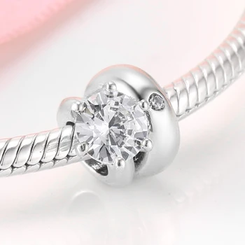 Ægte 925 Sterling Sølv Kærlighed Ring med Pink ZIRKONIA DIY Fine Perler, Smykker at Gøre fit Oprindelige Kvinder Mikiwuu Charm Armbånd