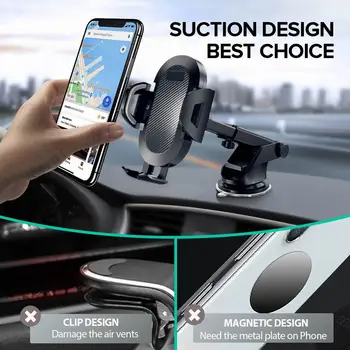 Telefonholder Car Mount Phone Holder 360° Roterbare og Justerbare Forruden Telefon Beslag justerbar carbon fiber Dovne beslag
