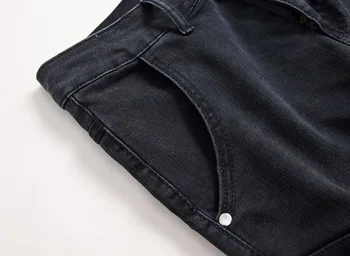 Mænd Hip hop Multi-pocket Cargo Strække Slim fit Jeans Straight Streetwear Motorcykel mandlige Bomuld Fast Casual Denim bukser