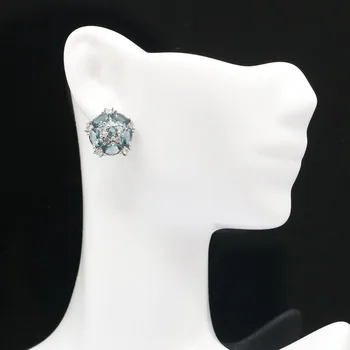 15X15mm Stjerne Form Skabte London Blå Topaz Lyse Zircon kvindens Europæisk Stil Gave Sølv Øreringe