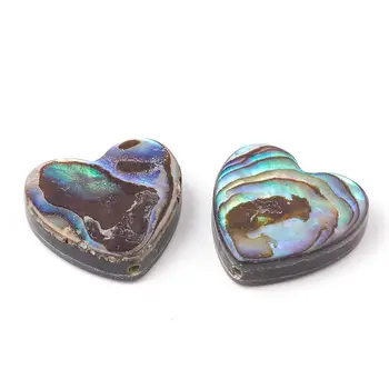 10stk Hjerte Dråbe Form Farverige abaloneskal/Paua Shell Perler til gør det selv Smykker at Gøre ,hul: 1mm