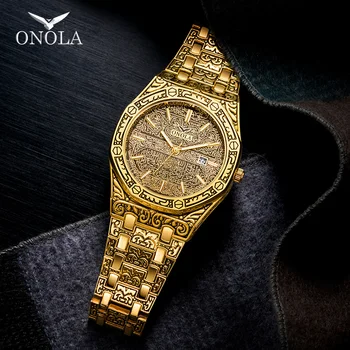 ONOLA mærke vintage ur mand vandtæt Originale steel band armbåndsur mode afslappet luksus guld herre ur relogio masculino