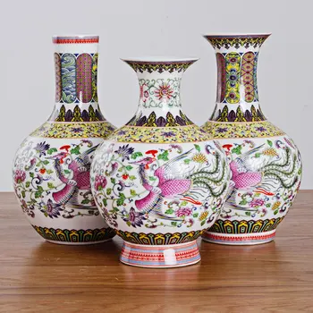 Jingdezhen Emalje Dragon Og Pheonix Ceranic Vase Gamle Ming-og Qing-Porcelæn