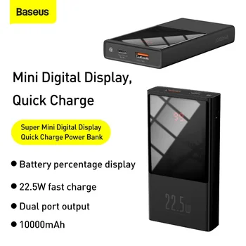 Baseus Power Bank 20000mAh KK PD 3.0 Mini-Bærbar Oplader Powerbank Batteri Med LED-Display, Hurtig Opladning Poverbank Til iPhone