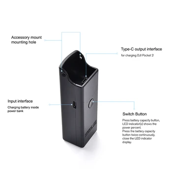 Pocket 2 Portable Power Bank Oplader Max Håndholdt Greb Batteri Oplader Hub For DJI OSMO Lomme 2 Gimbal Kamera Tilbehør