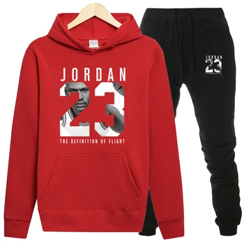 Vinteren Jordan 23 Brev Hættetrøjer Sweatshirt Mænd/Kvinder Træningsdragt+Sweatpant Sæt Casual Hip Hop Hoodie Harajuku Mandlige Hooded Pullover