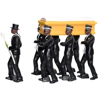 Sort Mand Med Kisten Pallbearers Toy Kisten Dance Action Figur Modeller Legetøj Begravelse Dancing Team 2020 Dropshipping