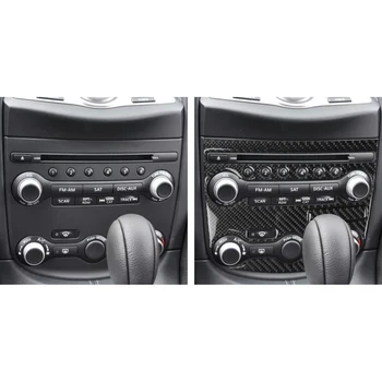 Ægte Carbon Fiber Radio Konsol Panel Mærkat For Nissan 370Z Z34 Aircondition Knappen CD-Panel Cover 2009-På Tilbehør til Bilen
