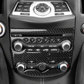 Ægte Carbon Fiber Radio Konsol Panel Mærkat For Nissan 370Z Z34 Aircondition Knappen CD-Panel Cover 2009-På Tilbehør til Bilen