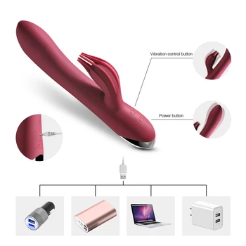 Vibrator-G-spot adult sex toy 10-hastighed kraftig dildo rabbit vibrator kvindelige klitoris stimulation massage USB-opladning