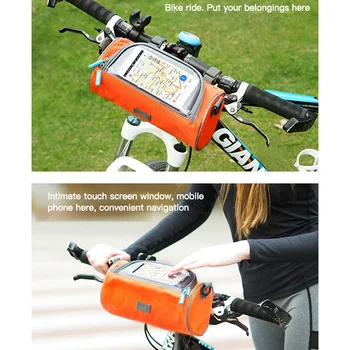 Cykel Tasker Udendørs Ridning Vandtæt Touch Screen Mobiltelefon opbevaringspose bike Cykel Foran Top Tube Taske Til MTB Frame Taske