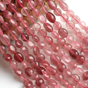 6-8mm Uregelmæssige Jordbær Kvarts Løse Perler Til smykkefremstilling-Armbånd, Halskæde 15inches Diy Smykker