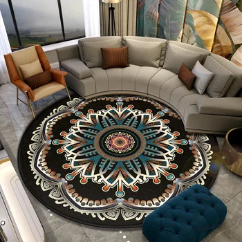 Farverige lys luksus etnisk stil mandala tæppe, køkken mat sofa, sofabord, soveværelse dekoration