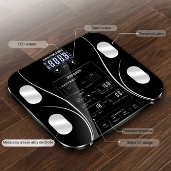 Vægt Elektroniske Vægte Husstand LED Digital kropsfedt Skala Balance 3 Farve