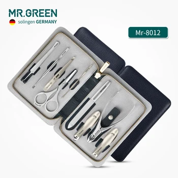 MR. GREEN Høj kvalitet Rustfrit Stål grooming kit 9 i 1 søm clipper sæt Koskind søm Manicure Værktøjer neglepleje Sæt