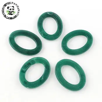 Oval imitation sten akryl linking rings, blandet farve, 37x28x3.5mm; om 250pcs/500g