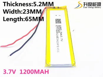 3,7 V 1200mAh 522365 Lithium Polymer Li-Po-li-ion Genopladeligt Batteri celler Til Mp3-MP4 MP5 GPS-mobil, bluetooth