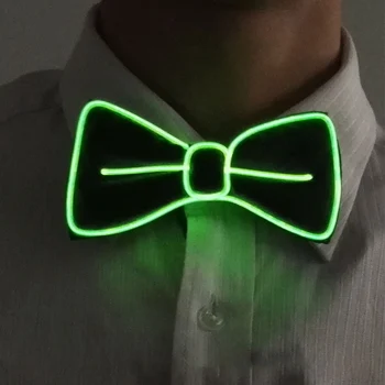 Nyt Design Stil er Farverig, Blinkende lyser LED Neon Bow Tie Citron Grøn glød EL wire BowTie Til Aften Part Indretning