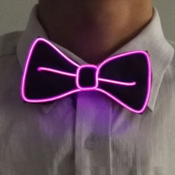 Nyt Design Stil er Farverig, Blinkende lyser LED Neon Bow Tie Citron Grøn glød EL wire BowTie Til Aften Part Indretning