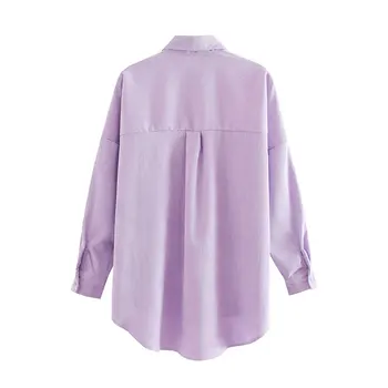 Qeils Kvinder 2021 Mode Lommer Overdimensionerede Fløjlsbukser Vintage Skjorter Med Lange Ærmer Asymmetrisk Løs Kvindelige Bluser Smarte Toppe