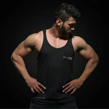 Herre Bodybuilding Bomuld Tank Tops Fitnesscentre Fitness-Træning Ærmeløs Skjorte Mandlige Sommeren Casual Print Stringer Singlet Vest Tøj
