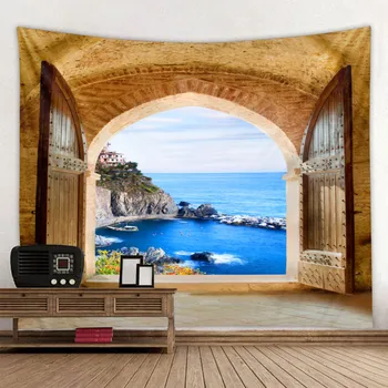 Smuk Udsigt Over Havet Print Væggen Hippie-Tapetet Polyester Stof Home Decor Væg Tæppe Tæpper Hængende Store Sofa Tæppe