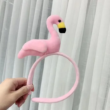 Kvinder, Piger Søde Flamingo Hairbands Håndlavet Velvet Dyr Pandebånd Party Hår Tilbehør Sjove Cosplay Headwraps Pink