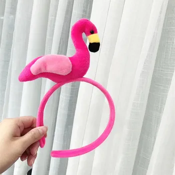 Kvinder, Piger Søde Flamingo Hairbands Håndlavet Velvet Dyr Pandebånd Party Hår Tilbehør Sjove Cosplay Headwraps Pink
