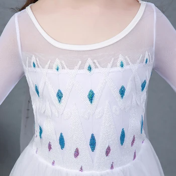 Piger Hvid Elsa snedronningen 2 Kostume til Børn Halloween Prinsesse Kjole Børn Karneval fødselsdagsfest Fancy Tøj Forklædning