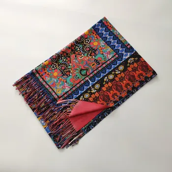 Vintage Mode magnifique Tørklæde Kvinder Vinteren Varm Blomst Maleri Silke Tørklæder Designer Luksus Lang Print Wraps Sjal