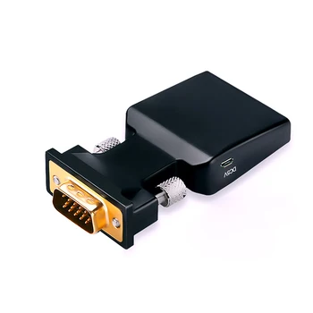 VGA til HDMI Converter hdmi-vga-adapter, med Video Output 1080P HD-3,5 mm AUX Audio-Port for PC-Laptop HDMI til VGA
