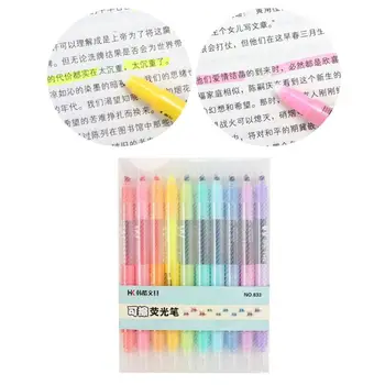 10stk Dobbelt-ende Sletbare Highlighter Pen Markører Pastel Flydende Kridt Fluorescerende Markør Milkliner Highlighters Farve