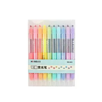 10stk Dobbelt-ende Sletbare Highlighter Pen Markører Pastel Flydende Kridt Fluorescerende Markør Milkliner Highlighters Farve