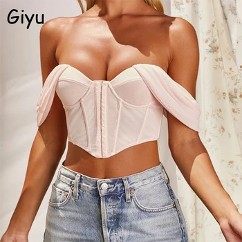 Giyu Mesh Bluse Kvinder Toppe I 2020, Efterår, Sommer Sexet Shirts Off Skulder Beckless Afgrøde Top Tøj Elegante Blusas Chemise Femme
