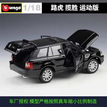 Bburago Trykstøbt 1:18 Range Rover Sport Bil, SUV Sort Høj Simulation Køretøj Legering Model Bil Dør Åben Hjul Rotation til Stede