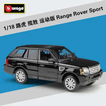 Bburago Trykstøbt 1:18 Range Rover Sport Bil, SUV Sort Høj Simulation Køretøj Legering Model Bil Dør Åben Hjul Rotation til Stede