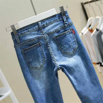 Street mode plus størrelse 5XL jeans kvinder Mødre er Grundlæggende skinny jeans, casual push up denim bukser kvinder slank talje blyant bukser 5xl
