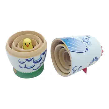 5Pcs/Set russiske Dyr Kylling Nesting Dukker Babushka Børn Toy Home Decor Forældre-barn-Interaktivt Legetøj Gave Spil For Børn