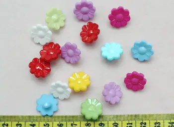 1000 stk Rainbow Blomst Farverige Børn Plast Sy Sy Knapper Skaft Sæt 16mm