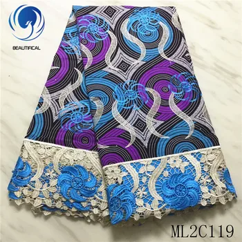 BEAUTIFICAL afrikanske voks lace fabrics voks udskriver stof, med perler Mode broderi voks lace lace stof 6yards ML2C119