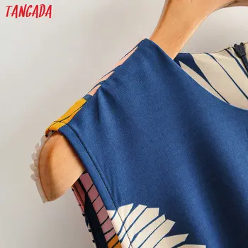 Tangada Fashion kvinder fugle print sommeren playsuit lynlås i ryggen korte Ærmer Kvindelige afslappet strand playsuit 2F55